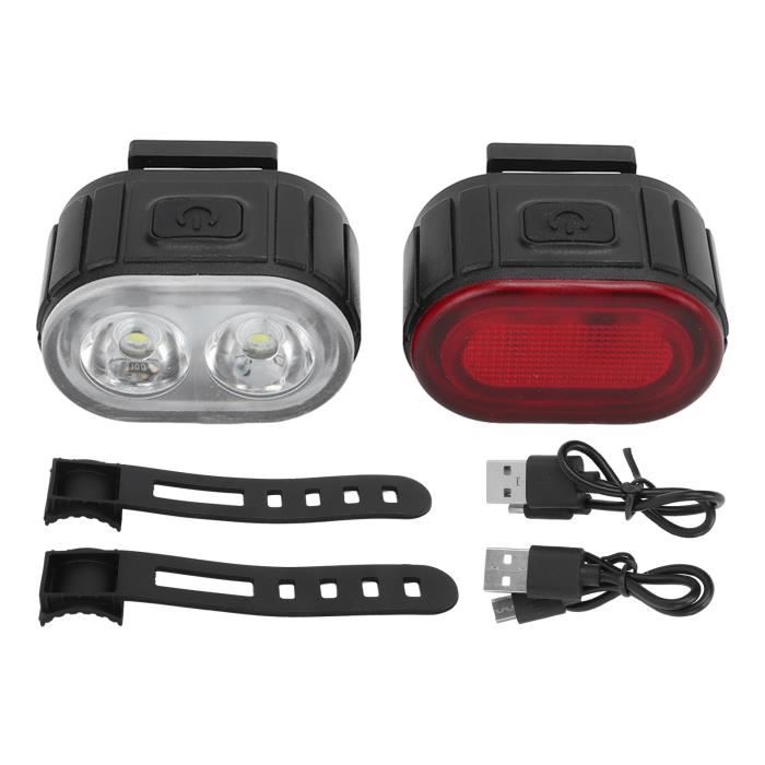 Pack Phare Vélo Avant + Feu Arrière USB – Ultra Lumineux Étanche – Rechargeable Pour VTT Route Nuit Camping