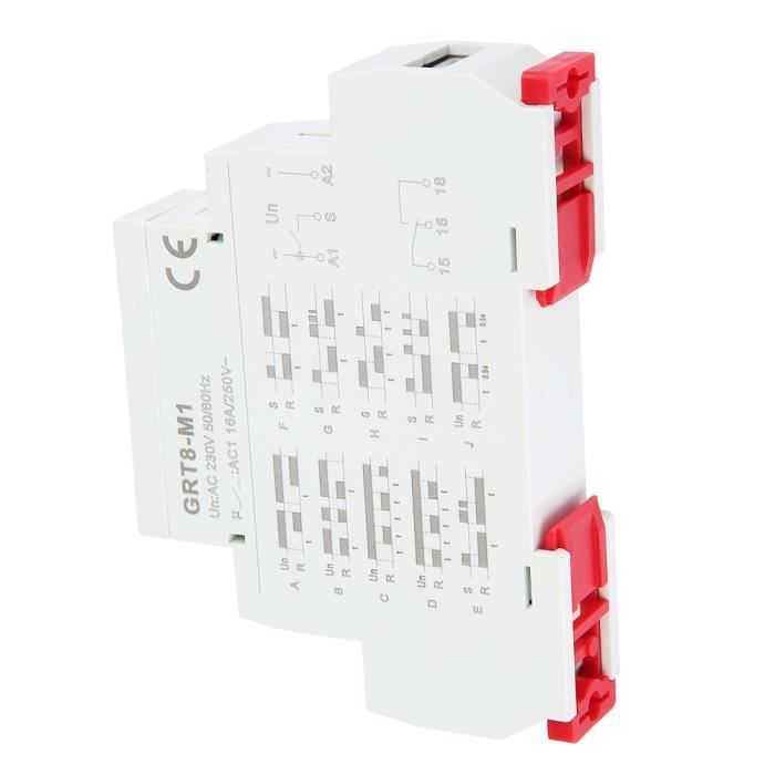 Relais Minuterie Multifonction GRT8-M2 - 10 Fonctions Rail DIN 12V-240V AC/DC