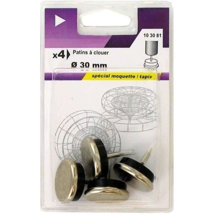 VYNEX - Blister de 4 Patins à clouer métal Ø30mm