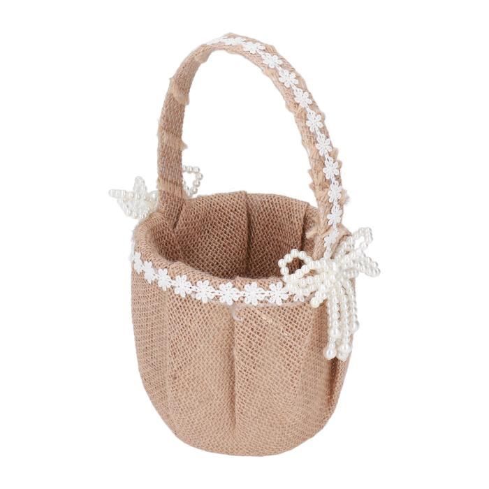 Panier De Fleurs De Mariage Double Coeur En Satin Rubans Bowknot Panier De Fleurs De Mariage Décor à La Maison