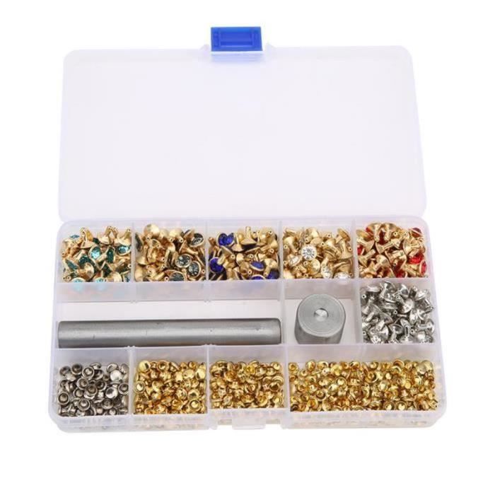 BS22996 Rivets de décor 300 Pcs Strass Stud Rivet Double Cap 6