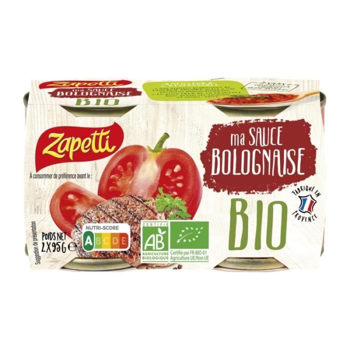 ZAPETTI Sauce Bolognaise Bio 2X95G Lot De 4 Cdiscount Au quotidien