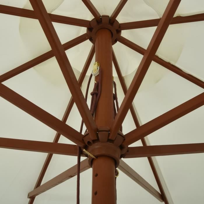 Zerodis Parasol avec mât en bois 330 cm Blanc sable RE388