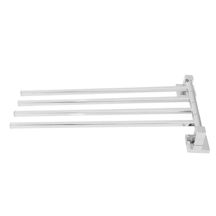 Porte-serviettes AURALUM - 40 Cm Noir, Mural En Acier Inox, Sans Perçage Pour Salle De Bain