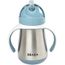 Tasse De Bébé Biberon Bouilloire À Double Usage Des Enfants En Acier Inoxydable Anti-goutte Avec Poignée En Paille Apprentissage Coupe Tasse Color : Blue 