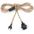 Lustre Corde de Chanvre Câble 4.5m, Douille E27 Interrupteur avec Fil Cable Ampoule, Pour DIY Lampe Suspension Lumière Pendante A12-1