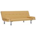 2098Supersale® Canapé-lit,Canapé d'angle Convertible & Réversible - Design scandinave avec deux oreillers Jaune Polyester-1