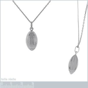 Pendentif Ballon De Rugby En Argent Massif 925/000 Rhodié - Bijouxia Neuf Avec étiquettes