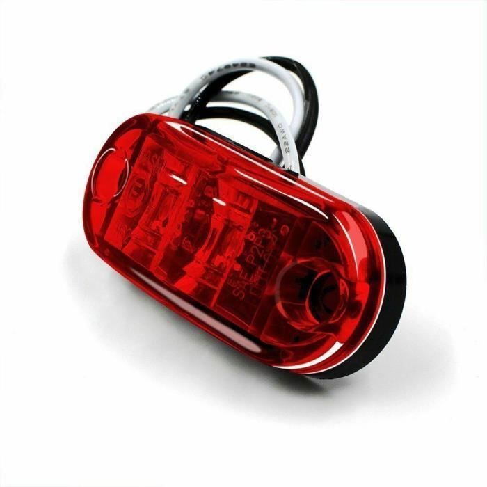 10 Feux Position Latéraux LED Rouges 12-24V - Pour Camion, Remorque, Caravane - 15 LED Par Feu - ABS