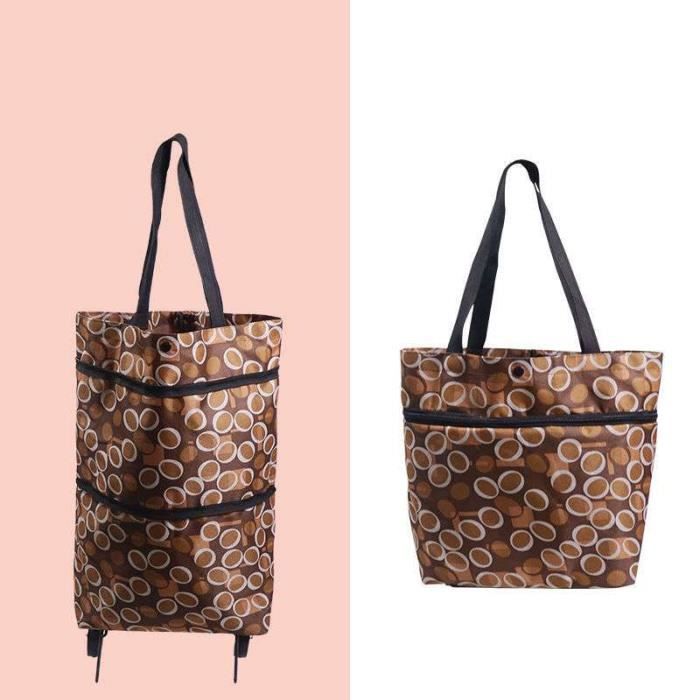 Sac de courses pliable Sac de courses Brun Tissu Oxford 15 livres  À roulettes