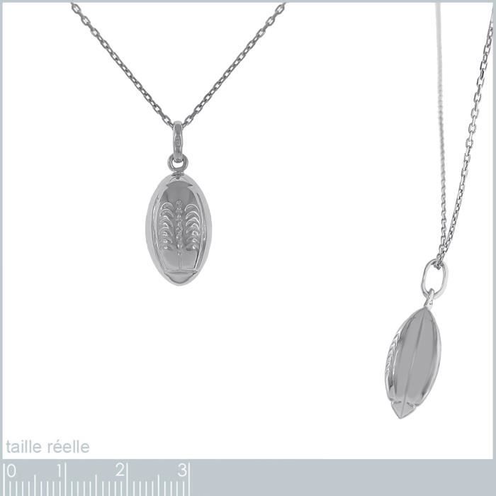 Lot Pendentif Ballon De Rugby + Chaîne En Argent Massif 925 Rhodié - Longueur 45 Cm - Neuf Avec étiquettes - Pour Femme