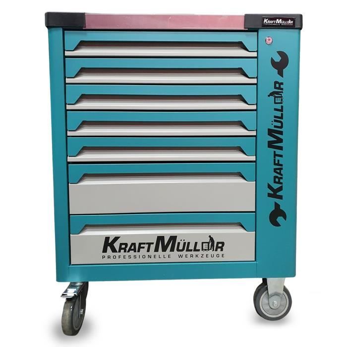 Kraft Muller KM-7/7-575PCSMAK Servante d'atelier 230 outils inclus - 7  tiroirs & 1 porte - Type chariot avec roulette - Bleu - Cdiscount Bricolage
