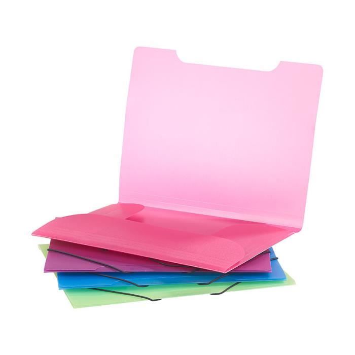 Lot De 10 Chemises à Élastiques Oxford A4 - 8 Couleurs - Rangement Documents Transparent