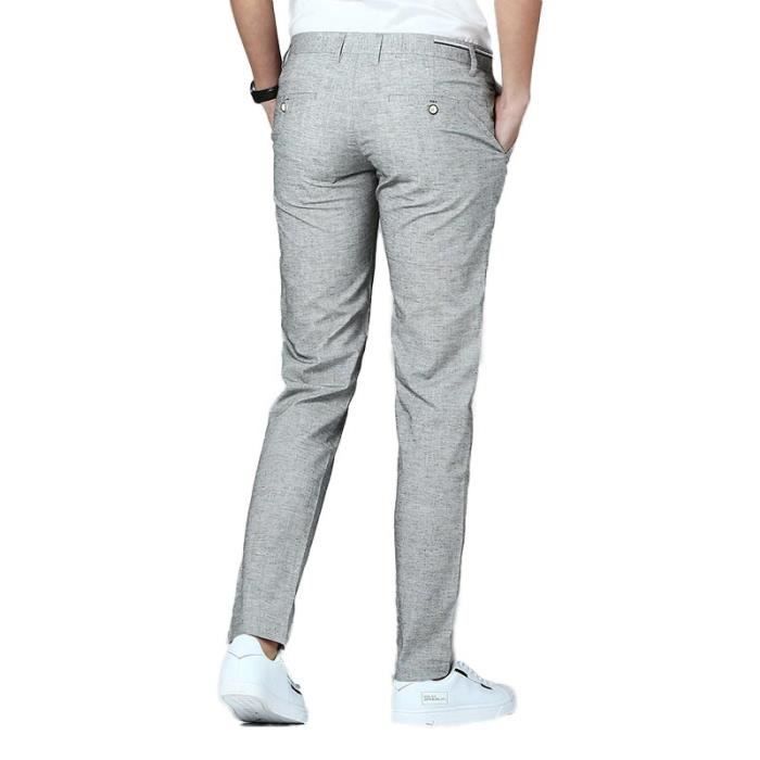 Pantalon Homme Coton Lin Mélange – Décontracté Respirant Taille Élastique Loisir & Pyjama