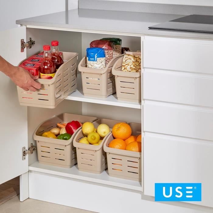 Lot de 4 paniers de rangement verticaux pour congélateur, garde-manger Lot de 4 paniers de rangement verticaux pour congélateur, garde-manger