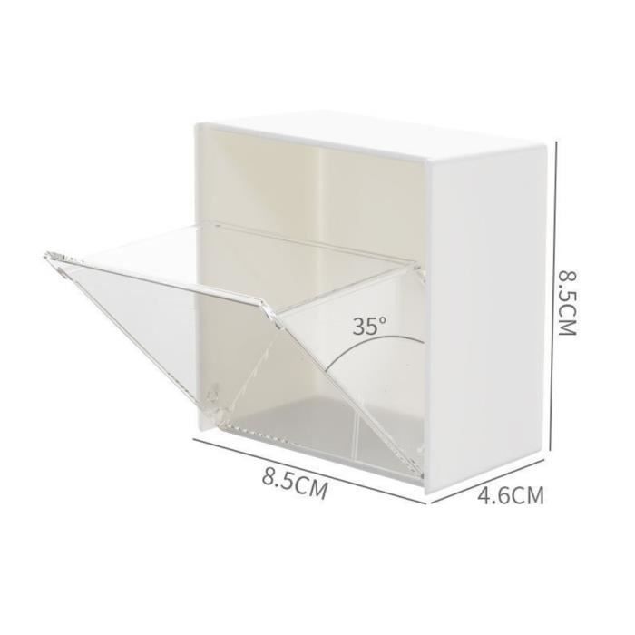 Distributeur Automatique Coton Carré – Boîte Anti-poussière Pression – Blanc – Grande Capacité – Pratique Salle De Bain