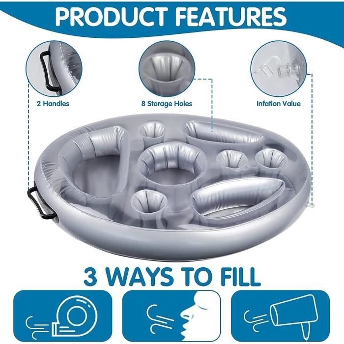 8 Trous Gonflable Flottant Gobelet, Flottant pour Piscine Porte