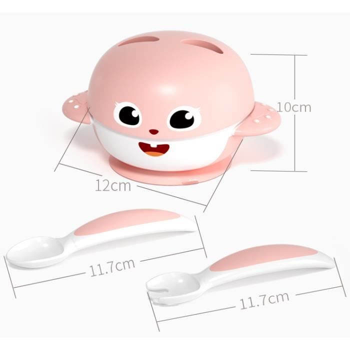 Babyjem Bol Bébé, Plaque avec Couvercle, couvert, non reversable, anti- renversement, Rotation à 360°, sans BPA, Fonctionnel, Orange