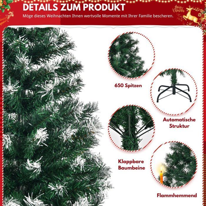 künstlicher weihnachtsbaum weiße spitzen Weißer Weihnachtsbaum „Snowflake“ PVC – 180 cm main image 1