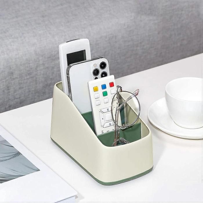Étagère Télécommande Bois Rustique - Organisateur 2 Emplacements Pour Téléphone Et Accessoires TV