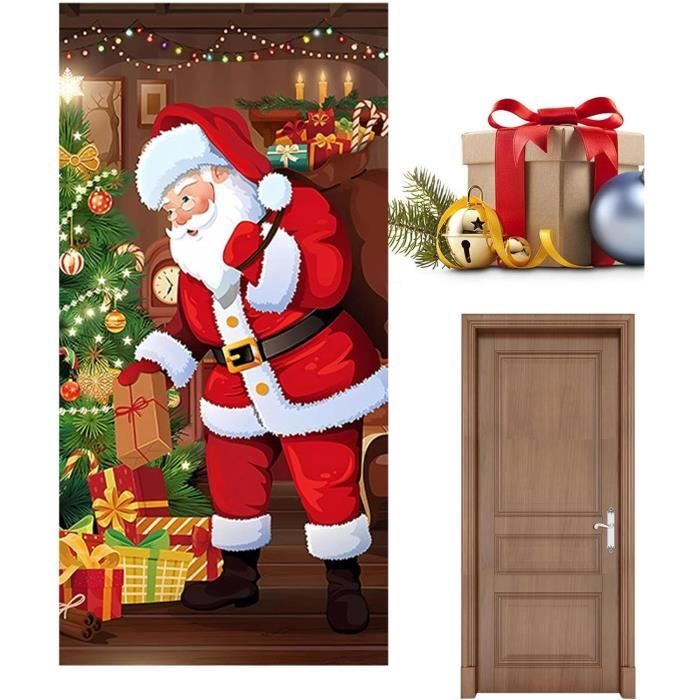 Couverture de porte de Noël Père Noël, bannière de joy'eux Noël pour