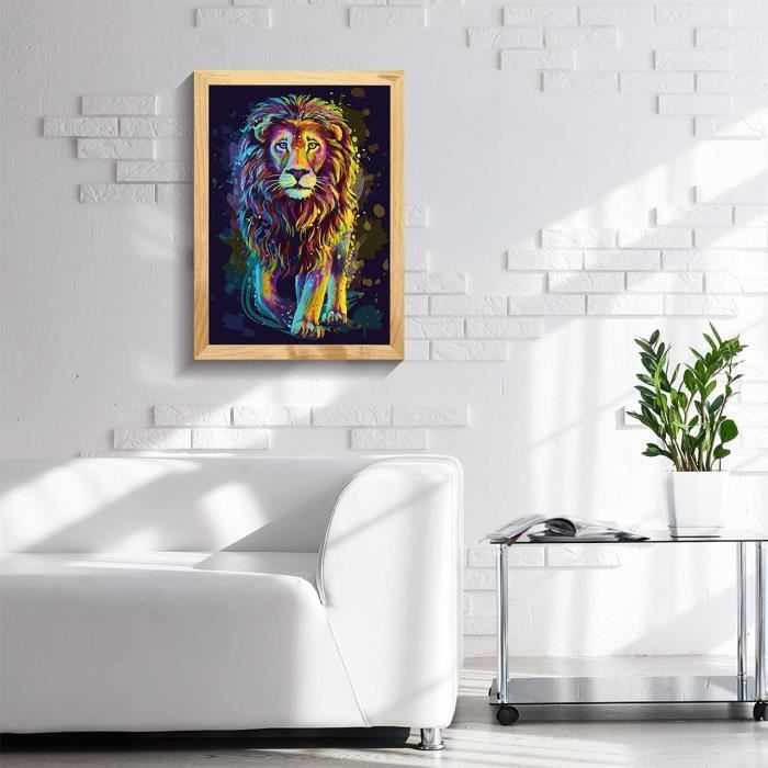 Kit Broderie Diamant 5D Lion – 80x40 Cm, Diamants Ronds 26 Facettes, Toile HD, Activité DIY