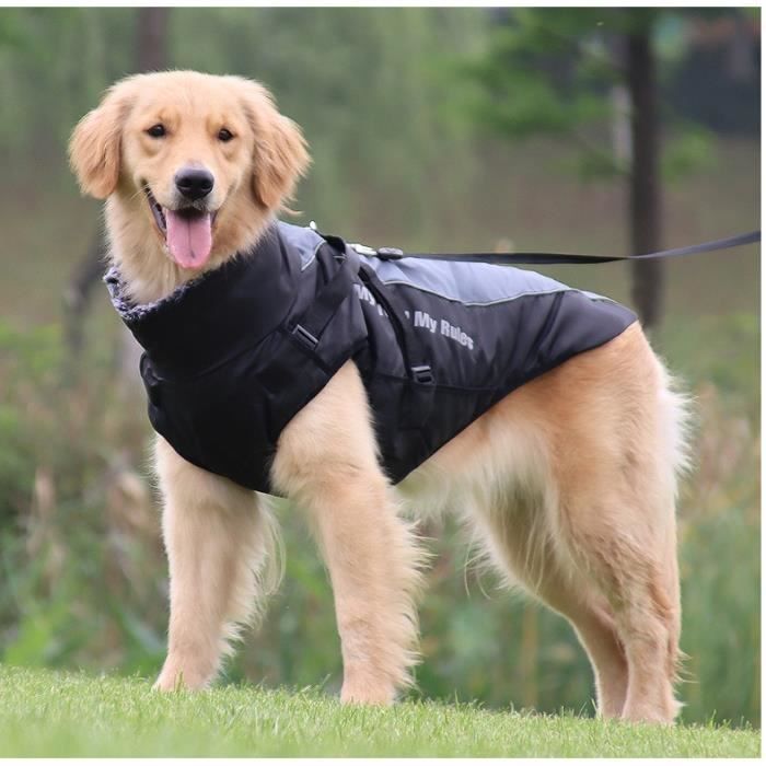 Manteau Impermeable pour Chien Veste Chaude d hiver Coupevent Sport de Vetements Reflechissant Combinaison avec Harnais Amovible Cdiscount