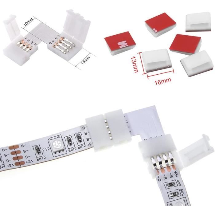Connecteur de Bande LED RGB, Connecteur Rapides de Bande LED à 4