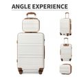 Kono Set de 2 Valise de Voyage Valise Rigide ABS Bagage Cabine 55cm Valise Moyenne à 4 roulettes et Serrure TSA, Blanc Crème-3