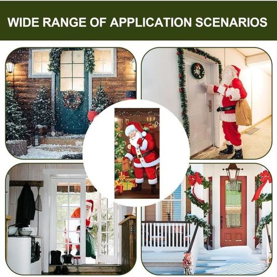 Bannière De Noël Suspendue 180x90 Cm - Décoration De Porte Intérieur/extérieur, Polyester, Facile à Accrocher - 3