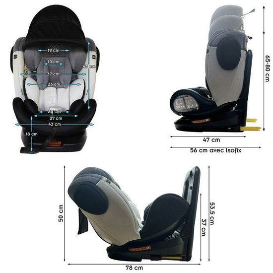 Zeli Siege Auto 360 Isofix 0 36 Kg Groupe 0 1 2 3 Gris Sans Canopy Achat Vente Siege Auto Siege Auto Gris Sans Canopy Cdiscount