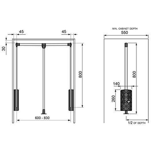 WENKO Penderie escamotable, barre dressing télescopique retractable,  Aluminium, 87-130x86,5 cm, argent mat - Cdiscount Maison