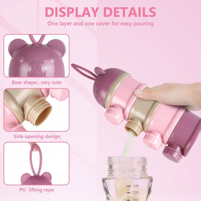 Doseur De Lait Bébé Portable - 3 Compartiments Empilables - Bec Verseur - Pour Lait En Poudre Et Collations