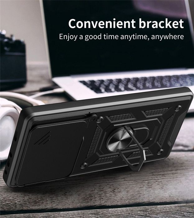 Coque Odeydo Pour Xiaomi 14T – Antichoc Noire, Avec Support, Premium
