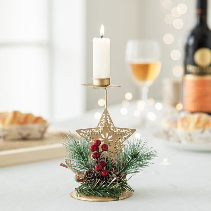 Lot De 6 Bougies Chauffe-plat En Forme D'étoile (ferronnerie), Bougies LED Sans Flamme à Piles Pour Cadeaux De Vacances, Mini Bougies Votives électriques à LED Pour Diwali, Décorations D'anniversaire