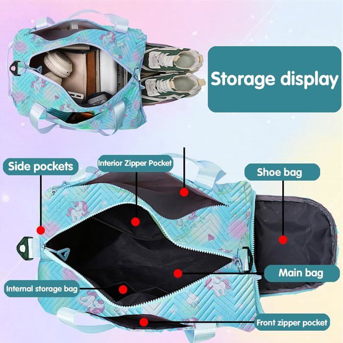 Sac De Sport Enfant Multifonction : Danse, Gym, Voyage, Weekend Avec Compartiment Chaussures Et Poche Humide