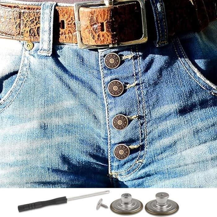 Lot de 15 épingles à boutons en métal pour jeans, motif ours mignon, bouton  de taille ajustable, sans couture, bouton de pantalon réutilisable pour