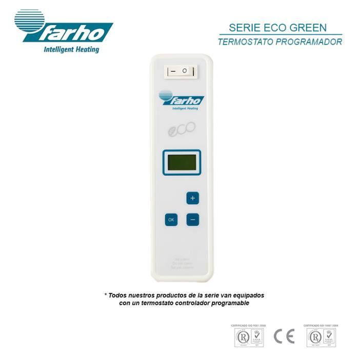 farho Radiateur Electrique Inertie Fluide Basse Consommation Eco Green  1650W (15) · Chauffage avec Thermostat Digital Programmable 24/7 · pour Les