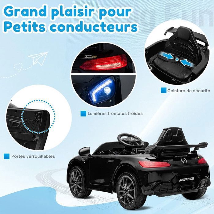 LALAHO Voiture électrique pour Enfants Mercedes G63 | Véhicule Electrique Enfant 3 à 6 Ans avec Télécommande 2.4G,2 Portes avec MP3 (Noir LALAHO Voiture électrique pour Enfants Mercedes G63 | Véhicule Electrique Enfant 3 à 6 Ans avec Télécommande 2.4G,2 Portes avec MP3 (Noir