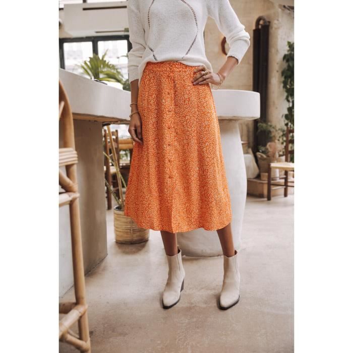 👗 Jupe Femme The Eagle's Eye – Taille 8 – Rouge/orange – Mélange Laine – Style Enveloppant