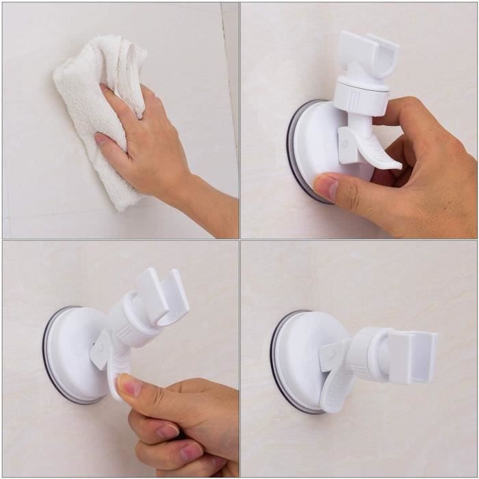 Lot De 2 Supports Pommeau Douche Ventouse 360° – Réglable Sans Perçage, Fixation Ultra-Solide