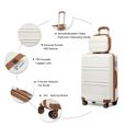 Kono Set de 2 Valise de Voyage Valise Rigide ABS Bagage Cabine 55cm Valise Moyenne à 4 roulettes et Serrure TSA, Blanc Crème-4