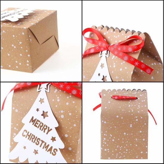 Coffrets Cadeaux De Noël - Papier Kraft - Décoratif - 24 Pièces - Y
