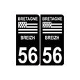 56 Breizh Bretagne drapeau noir sticker autocollant plaque immatriculation auto - Angles : arrondis-0
