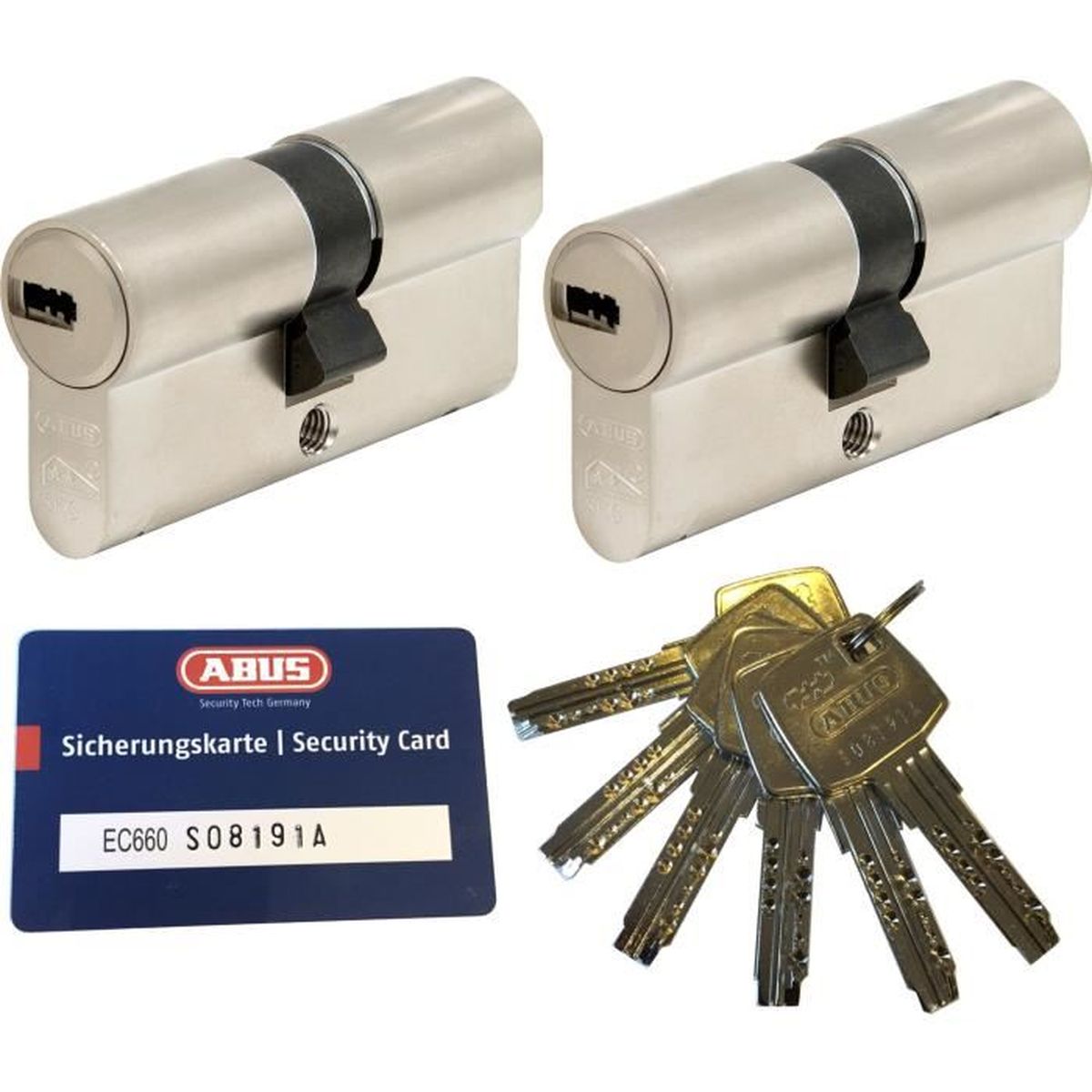 3/ x serrure /à cylindre 60/ mm serrure identiques avec bouton et 15/ Cl/é r/éversible 30/ x 30