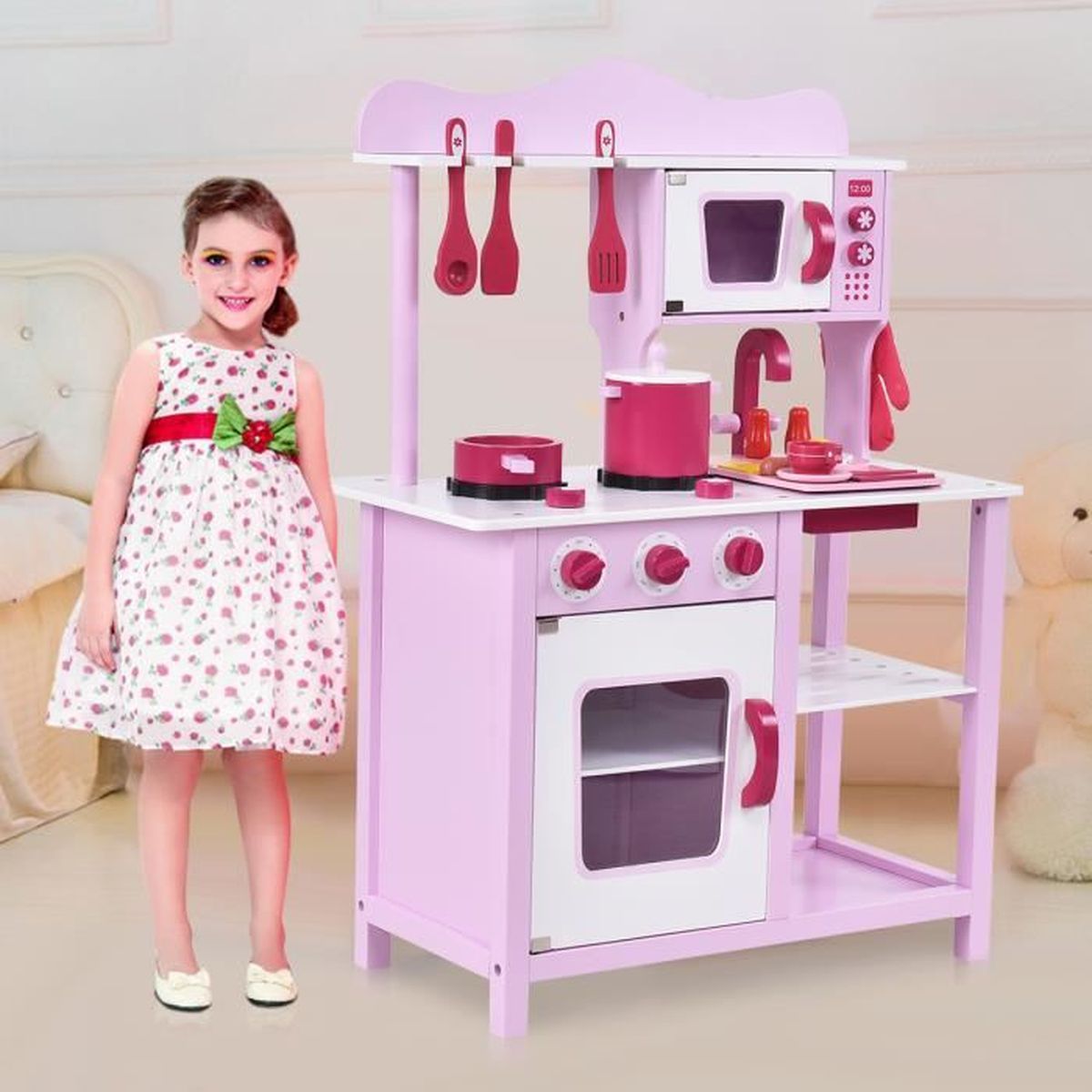Cuisine Enfant Cuisine Jouet Pour Enfant Rose Cuisine En Bois Avec Accessoires Achat Vente Dinette Cuisine Cdiscount