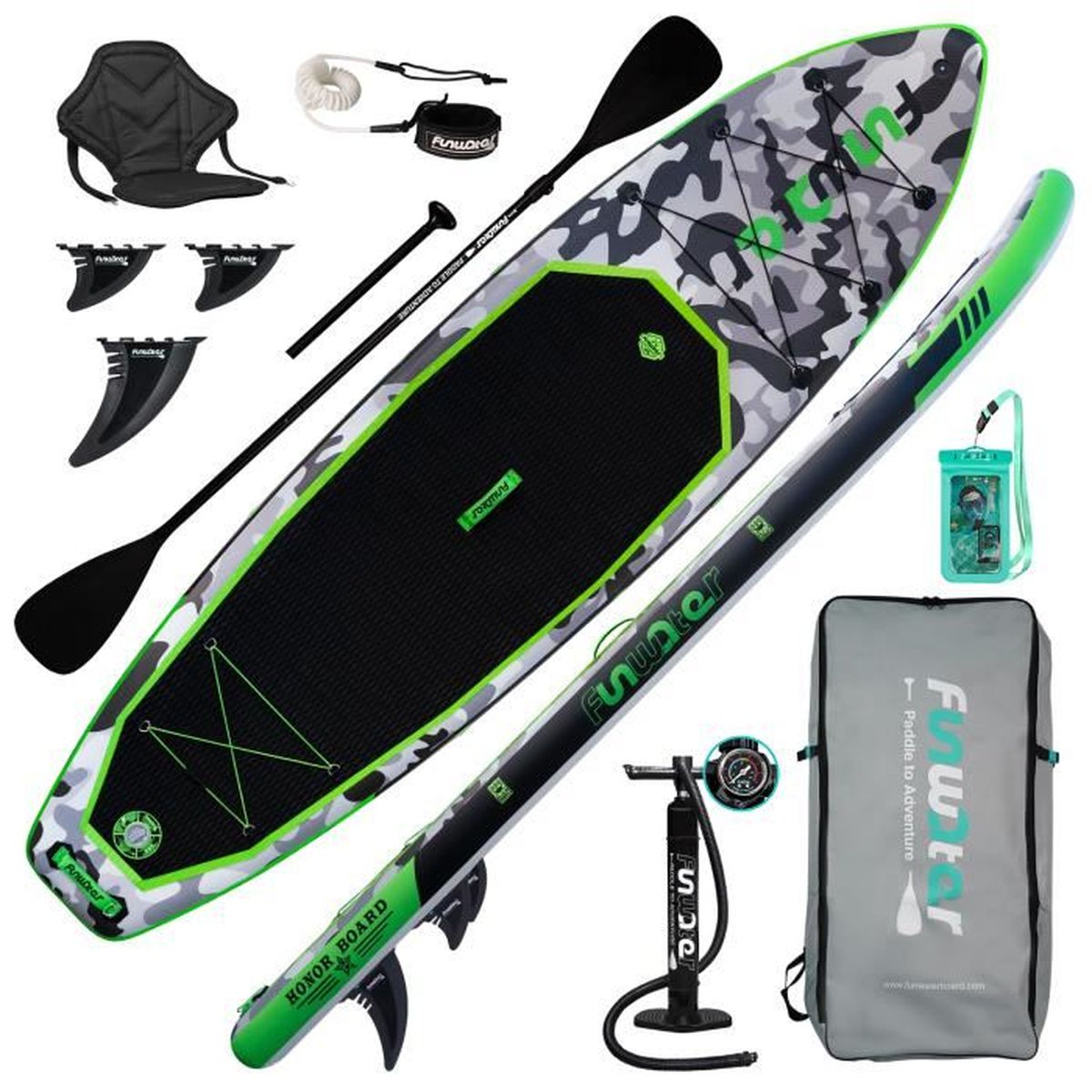 FunWater Stand up paddle gonflable de randonnée 330 x 84x 15 cm