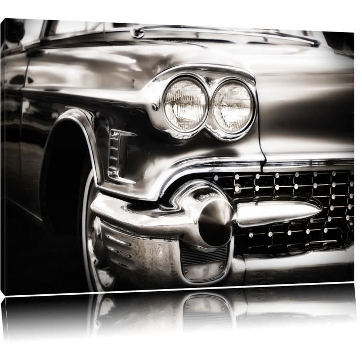 Toile Imprime Voiture Ancienne En Noir Blanc Completement