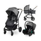 BÉBÉ CONFORT BEBECONFORT Haze Trio, Poussette 3 en 1, 0-4 ans, 22 kg max, siège auto bébé i-Size, pliage compact, panier spacieux, Tinted Stone