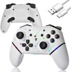BONAEVER Manette de commutation, manette sans fil Pro + batterie/lumière RVB/double vibration/manette de jeu pour Switch/Lite/OLED/PC Blanc
